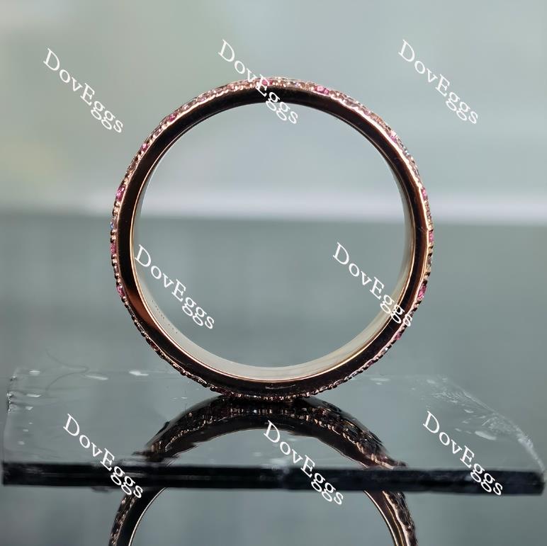 Doveggs round full eternity textured/without textured wedding band-8mm band width