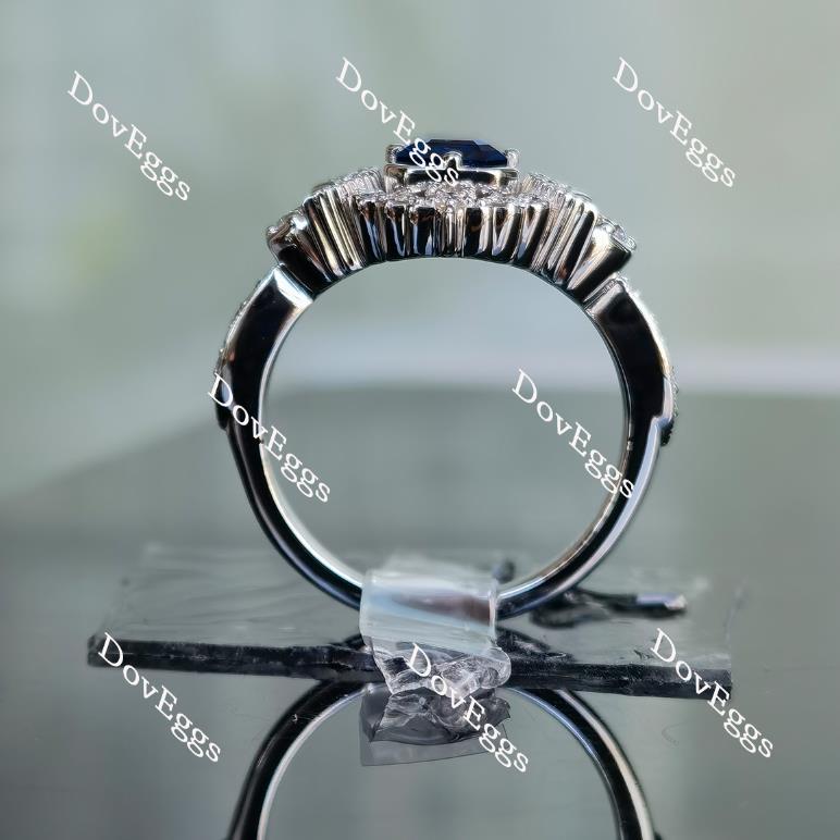 Doveggs emerald intense royal blue sapphire colored gem moon star ring