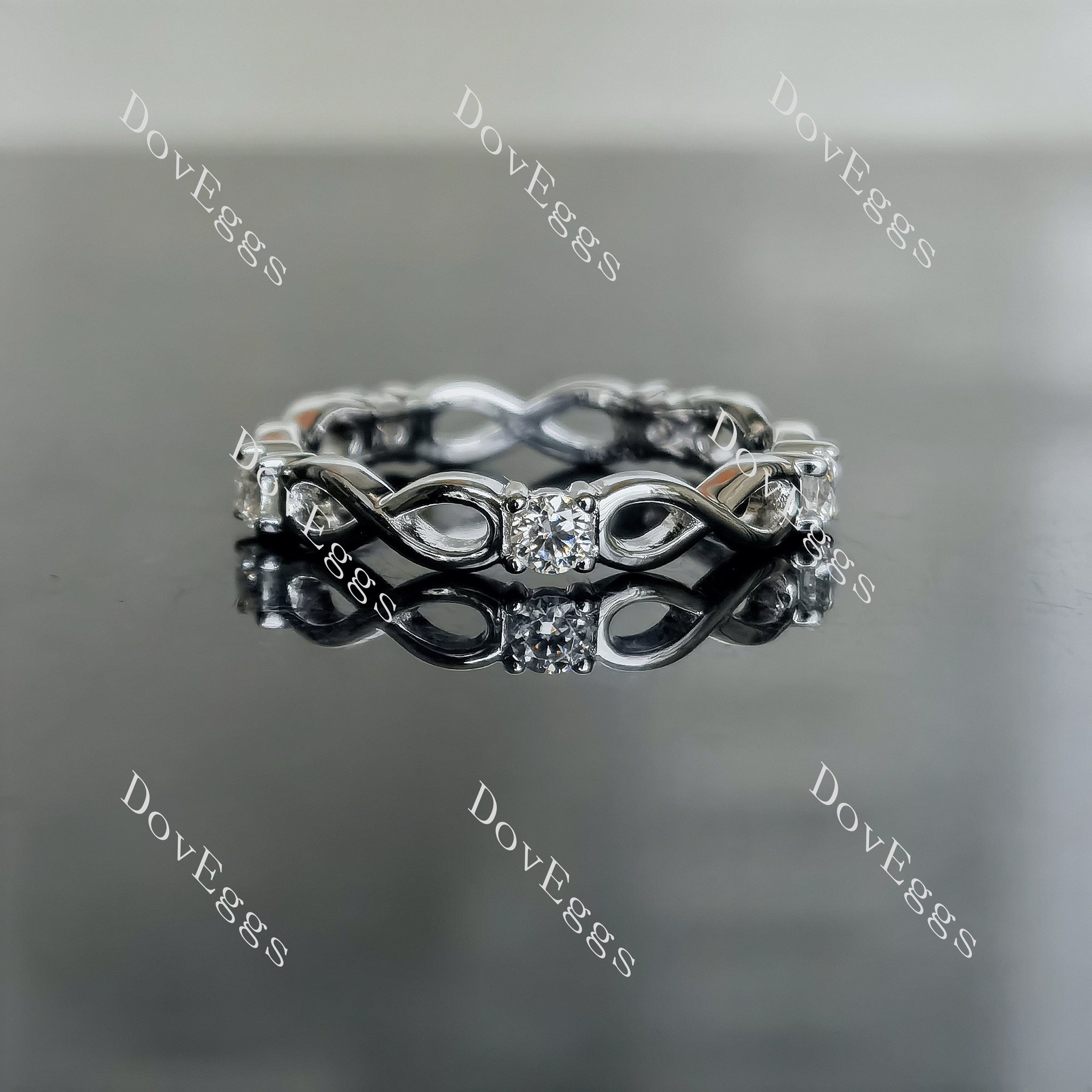 Doveggs round full eternity and infinity symbols moissanite/lab grown diamond wedding band-3.5mm band width