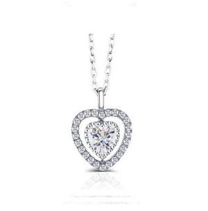 doveggs sterling silver 1 carat moissanite heart shape pendant necklace