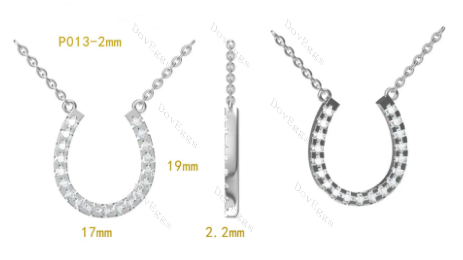 Doveggs round horseshoe pave moissanite/lab grown diamond pendant necklace (with chain)