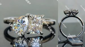 two stones moissanite engagement ring