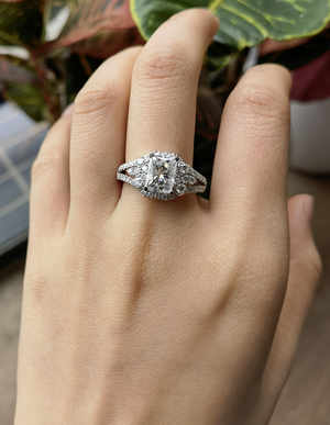 doveggs art deco radiant moissanite engagement ring