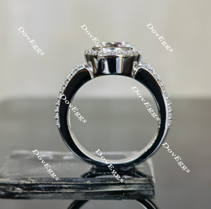 Doveggs round halo moissanite engagement ring