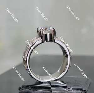 Doveggs round art deco moissanite engagement ring
