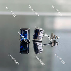 Doveggs solitaire radiant intense royal blue sapphire stud earrings for women