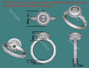Doveggs round art deco vintage moissanite engagement ring