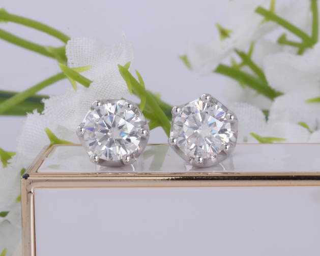 doveggs moissanite 2 carat round moissanite sterling silver stud earrings