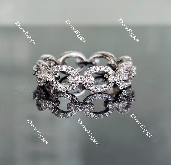 Doveggs round full eternity moissanite/lab grown diamond wedding band-6mm band width - DovEggs-Seattle