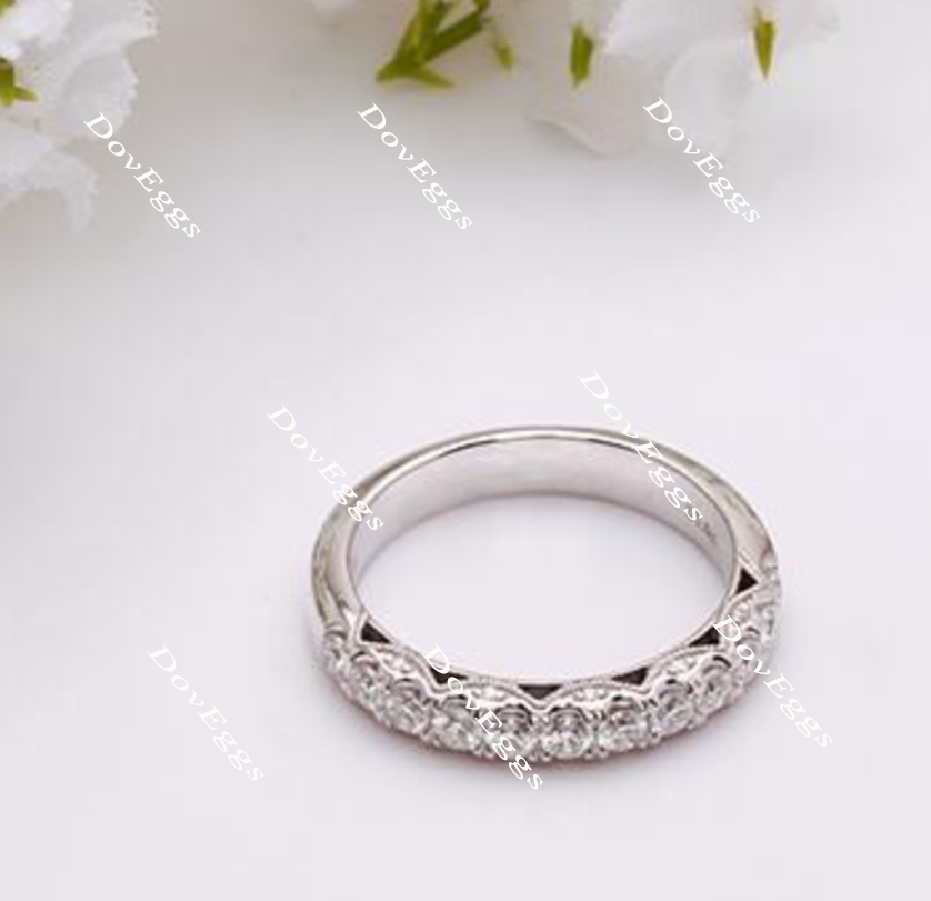 Doveggs Pave moissanite/lab grown diamond wedding band for women-4mm band width