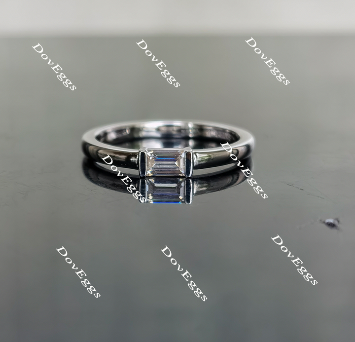 Doveggs emerald moissanite /Lab grown diamond wedding band-2.0mm band width