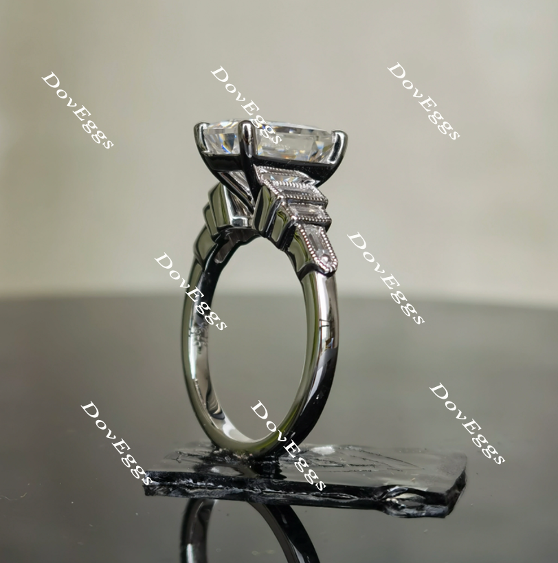 Doveggs side stones radiant moissanite engagement ring(engagement ring only)