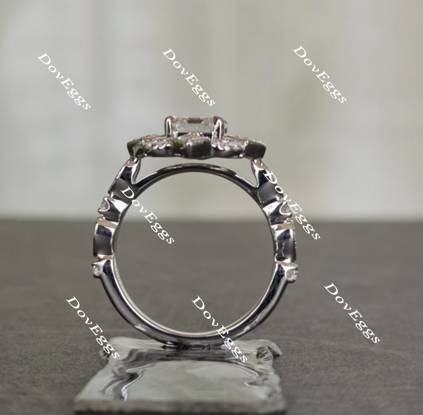 The aviator's floral Asscher moissanite engagement ring