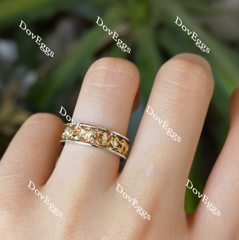 Doveggs round vintage moissanite wedding band for women-6mm band width