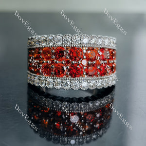 Doveggs round channel set moissanite/lab grown diamond & colored gem wedding band-6.5mm band width