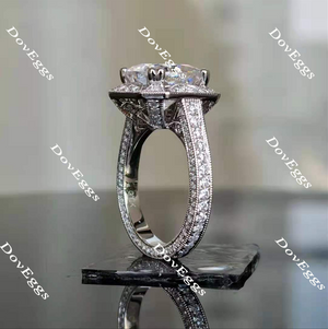 Doveggs cushion eternity pave halo moissanite engagement ring