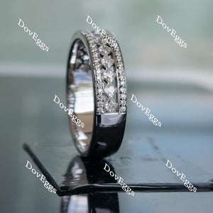 Doveggs princess round half eternity pave moissanite/lab grown diamond wedding band-6mm band width