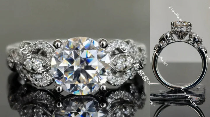 Doveggs round art deco moissanite engagement ring - DovEggs-Seattle