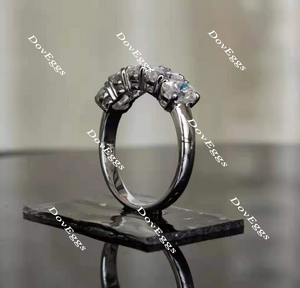 Doveggs Five stone oval moissanite wedding bands/moissanite/lab grown diamond ring-2.4mm band width