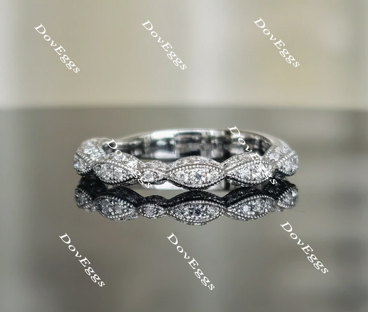 Doveggs anniversary Art deco moissanite/lab grown diamond wedding band-3.3mm band width - DovEggs-Seattle
