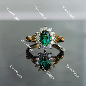 Doveggs oval floral zambia emerald colored gem ring