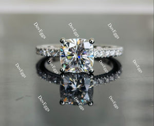 Doveggs cushion paved moissanite engagement ring