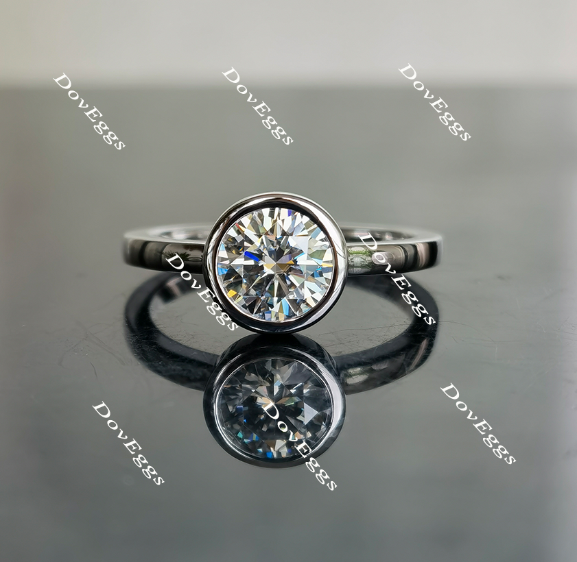 bezel setting moissanite engagement ring