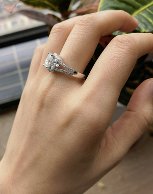 doveggs art deco radiant moissanite engagement ring