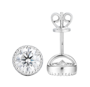 Doveggs bezel setting round moissanite stud earrings for women