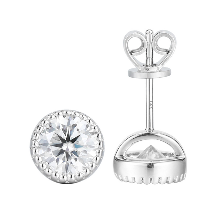 Doveggs bezel setting round moissanite stud earrings for women - DovEggs-Seattle