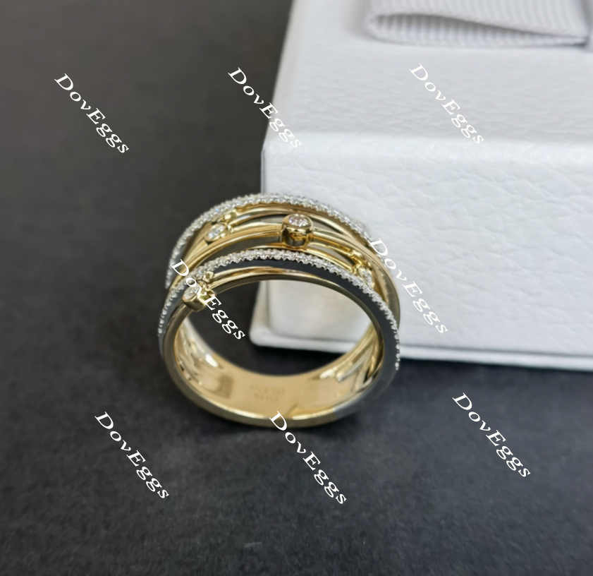 Doveggs round moissanite/lab grown diamond wide wedding band-6.5mm band width