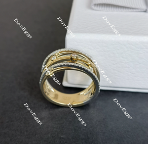 Doveggs round moissanite/lab grown diamond wide wedding band-6.5mm band width