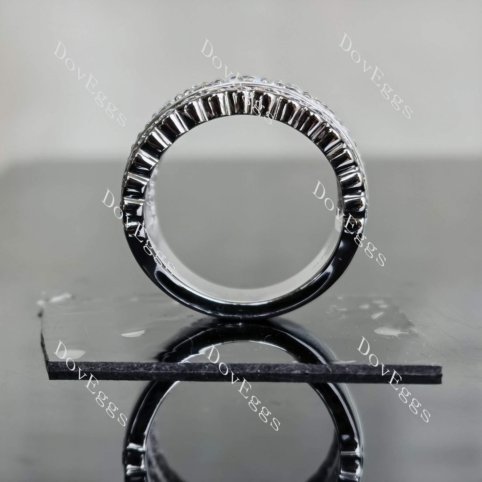 Doveggs round channel set moissanite/lab grown diamond wedding band-6.5mm band width