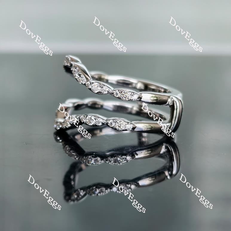 Doveggs round half eternity pave curved moissanite/lab grown diamond enhancer-6.8mm band width