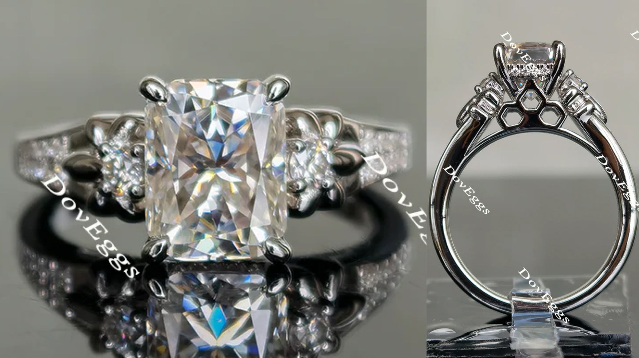 art deco moissanite engagement ring