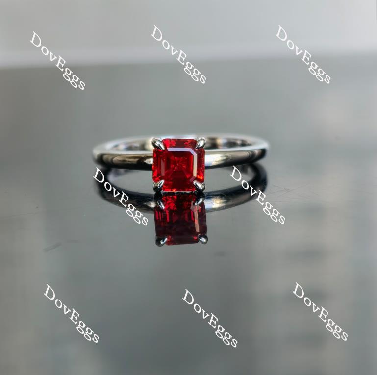 Doveggs asscher vivid pigeon blood ruby colored gem engagement ring