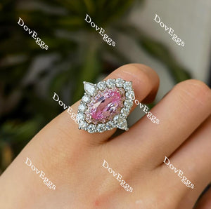 Doveggs marquise halo pink sapphire colored gem sterling silver engagement ring