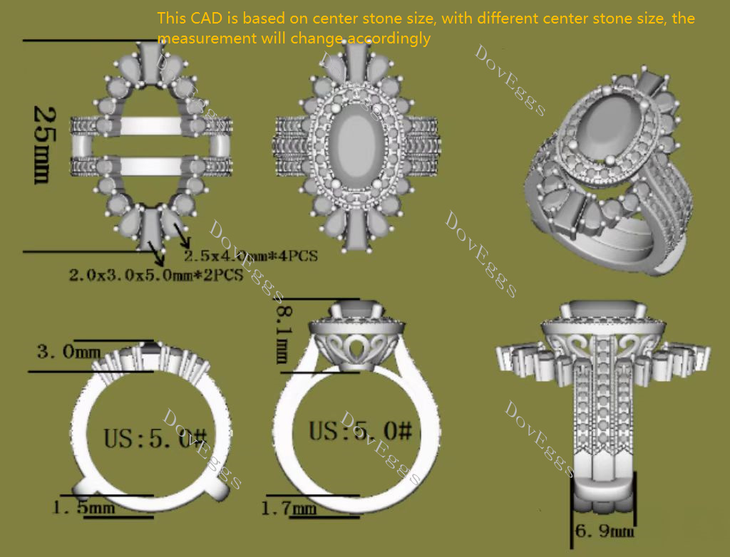 Arizona art deco moissanite/lab grown diamond enhancer (enhancer only)-6.9mm band width