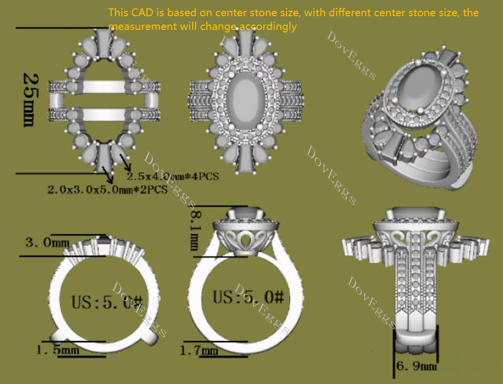 Arizona art deco moissanite enhancer (enhancer only)-6.9mm band width