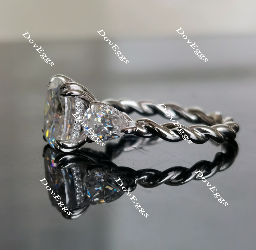 Doveggs cushion three-stone moissanite engagement ring for women