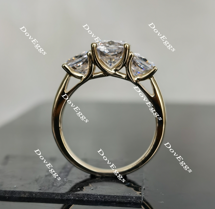 Doveggs cushion three-stone moissanite engagement ring