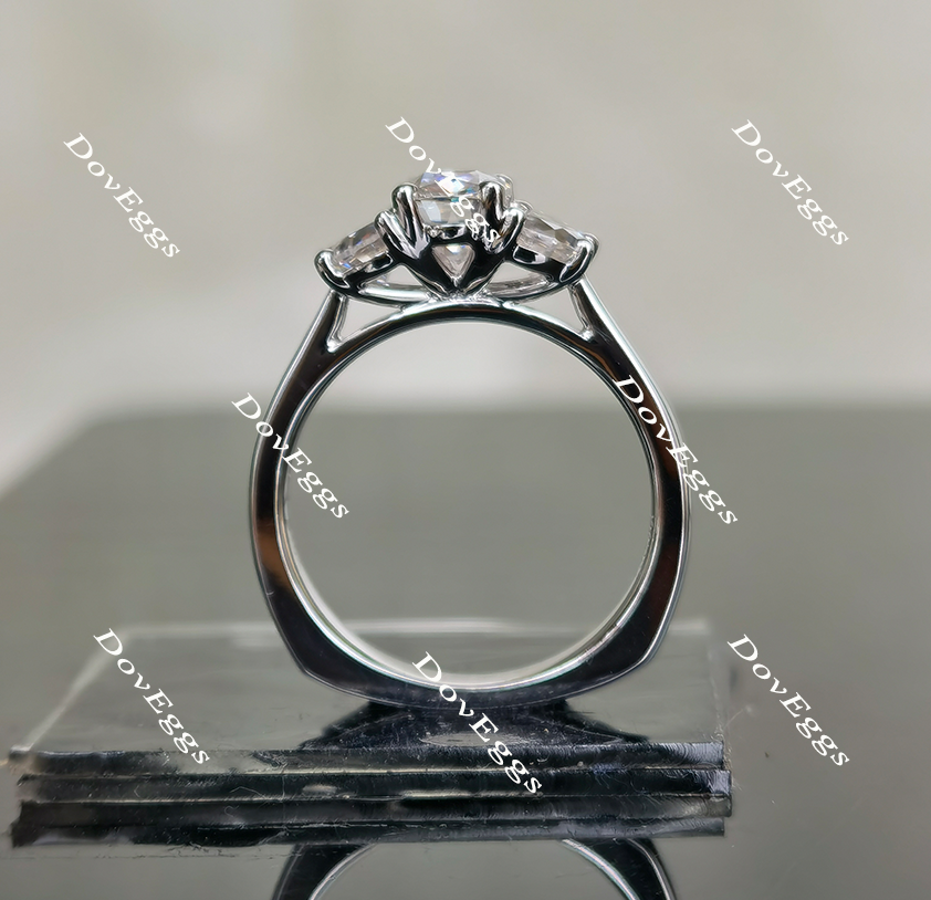 Doveggs three stone moissanite engagement ring for women