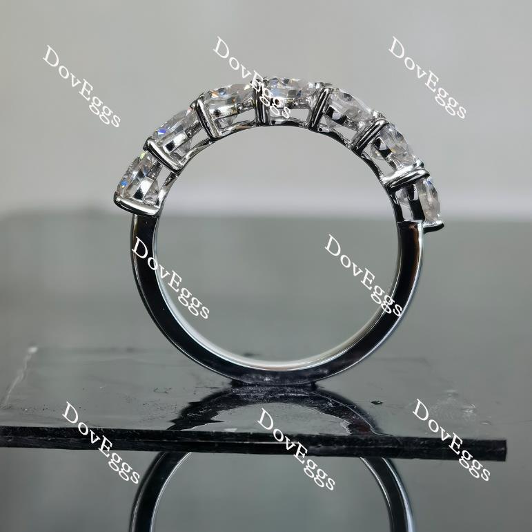 Doveggs heart seven stone moissanite ring/moissanite wedding band-2.5mm band width