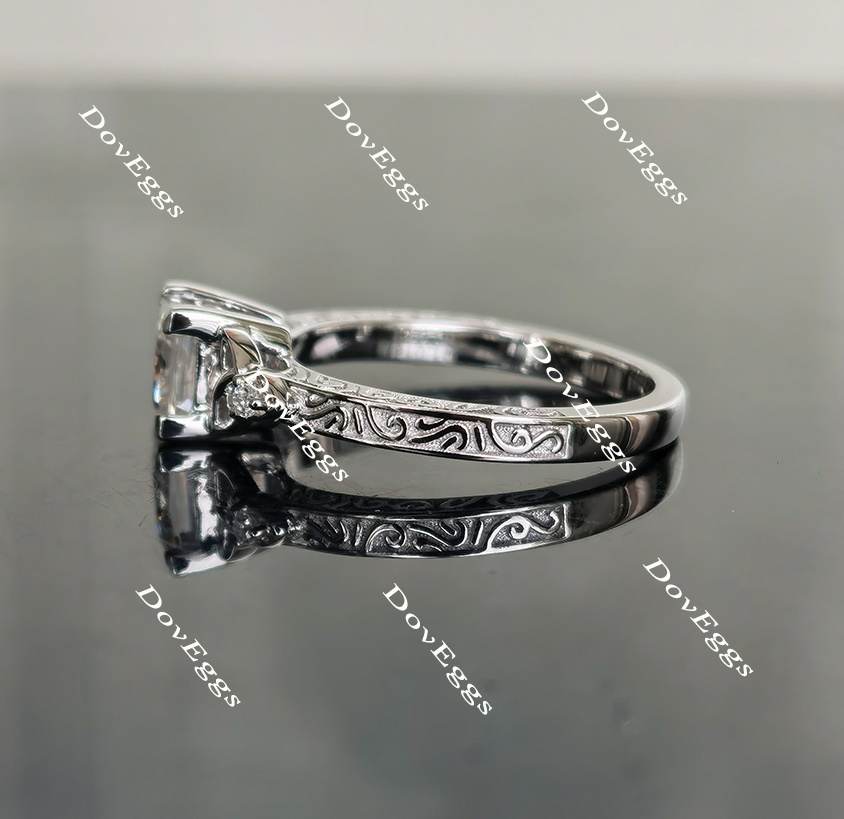 Doveggs princess carved vintage moissanite engagement ring