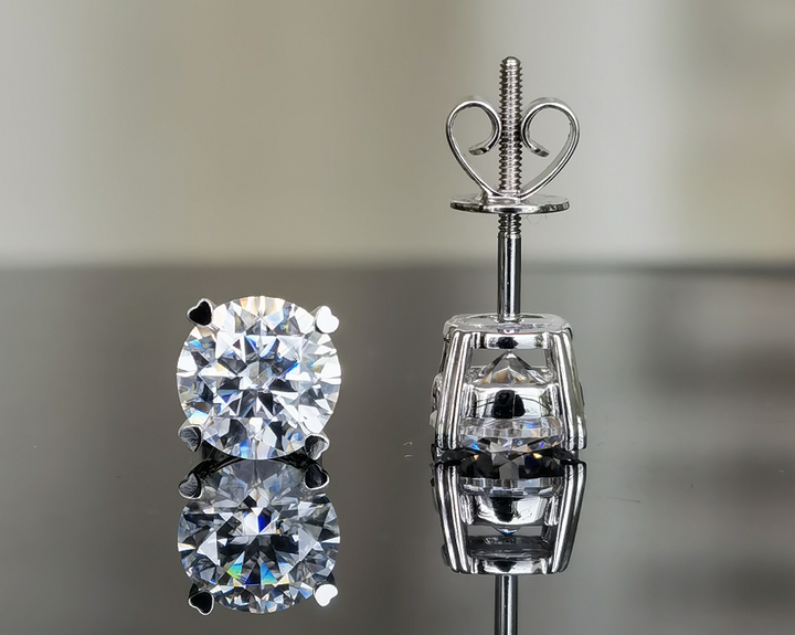 Doveggs solitaire round moissanite stud earrings for women - DovEggs-Seattle