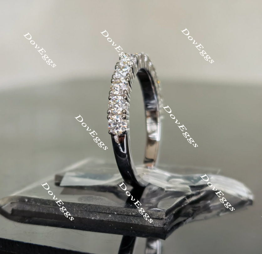 Doveggs round half eternity pave moissanite/lab grown diamond wedding band (wedding band only)-2.0mm band width