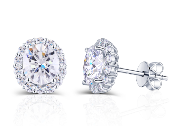 Doveggs oval moissanite studs push back earrings for women - DovEggs-Seattle