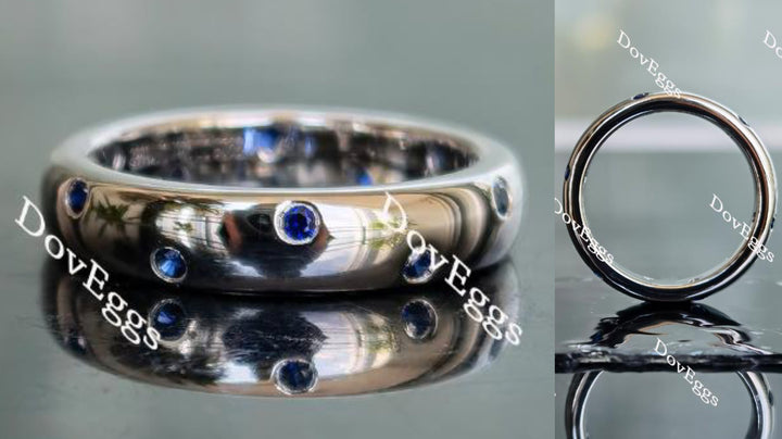 Doveggs round intense royal blue sapphire colored gem band-4.0mm band width - DovEggs-Seattle