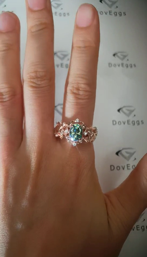 The Misty angel art deco oval emgagement ring