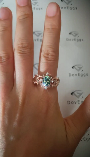The Misty angel art deco oval emgagement ring